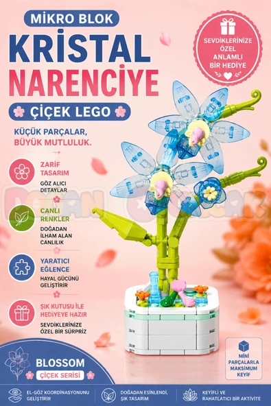 Mikro Blok Kristal Narenciye Çiçek Lego - Lego Setleri Mini Lego - Çiçek Lego - Blossom Çiçek Lego ürün görseli 1