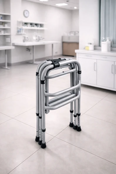 WOLKER Paslanmaz Alüminyum Walker Katlanabilir 55x75 cm 84 cm’ye Kadar Ayarlanabilir Yükseklik ürün görseli 1