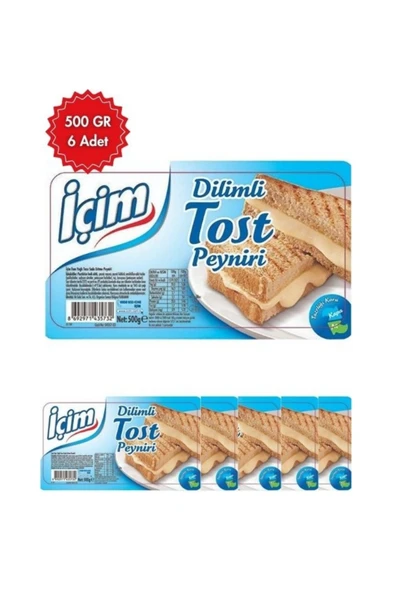 İçim Dilimli Tost Peyniri 500 gr x 6 Adet | Pratik Dilimlenmiş Peynir | Kahvaltı ve Tost için ürün görseli 1