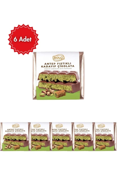 Biçen Market Bolçi Antep Fıstıklı Dubai Çikolatası 100 gr 6’lı Avantaj Paketi (Çıtır Kadayıflı) ürün görseli 1