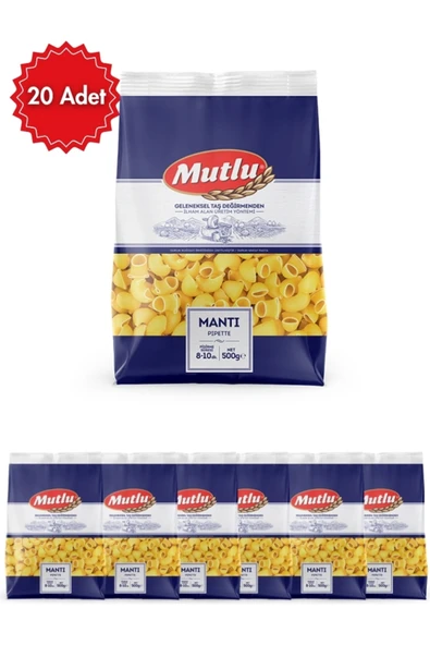 Mutlu MUTLUMakarna Mantı 500 G x 20 Paket – Lezzetli, Dayanıklı ve Kolay Pişen Italyan Tipi Makarna ürün görseli 1