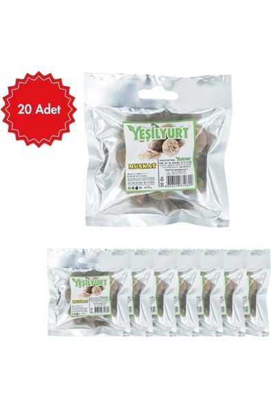 yeşilyurt Muskat (Hindistan Cevizi) 30 G x 20 Adet | Doğal Baharat | Yemek, Tatlı ve Içecekler Için ürün görseli 1