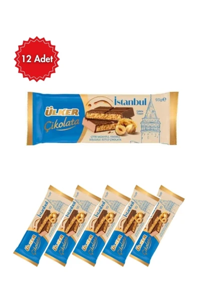 Ülker İstanbul Fındıklı Sütlü Çikolata 93 g x 12 Adet – Gerçek Fındıklı Lezzet ürün görseli 1