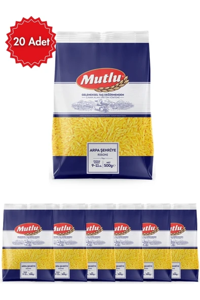 Mutlu MUTLUMakarna Arpa Şehriye 500 G x 20 Paket – Lezzetli, ve Kolay Pişen Italyan Tipi Makarna ürün görseli 1