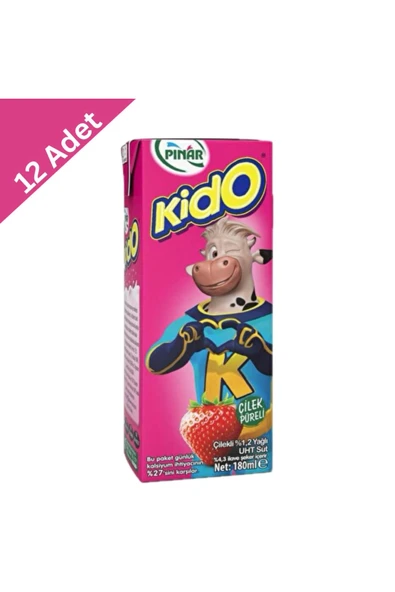 Pınar Kido Çilekli Süt 180 ml x 12 Adet ürün görseli 1