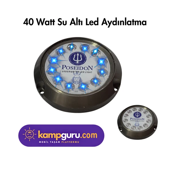 Yeni 12 LEDLİ MAVİ 12 volt - 24 volt, 24 WATT LED SU ALTI AYDINLATMA ürün görseli 1