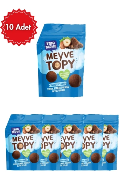 Trio Move Protein Trio Move Fındık Ezmesi Dolgulu Çikolata Kaplı Meyve Topları 10 Adet (10'lu Kutu) ürün görseli 1