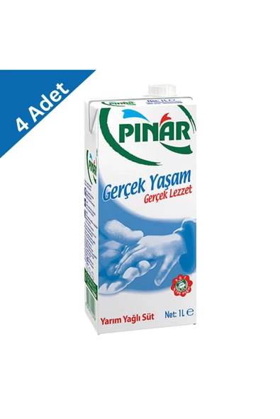 Pınar Gerçek Yaşam Yarım Yağlı Süt 1 L x 4 Adet ürün görseli 1