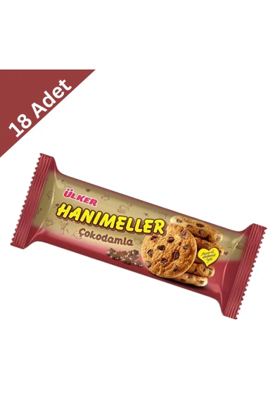 Ülker Hanımeller Çikolata Damlalı Kurabiye 82 gr x 18 Adet ürün görseli 1