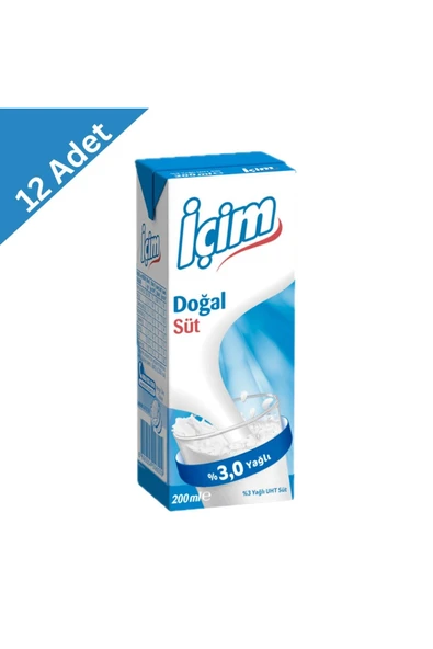 İçim UHT Kutu Süt 200 ml x 12 Adet - Pipetli Avantajlı Paket, Taze ve Besleyici ürün görseli 1