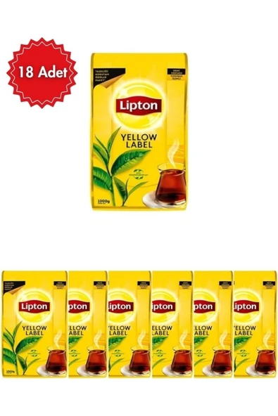 Lipton Yellow Label Çay 1 Kg x 18 Adet - Klasik Siyah Çay, Yoğun Dem ve Zengin Aroma ürün görseli 1