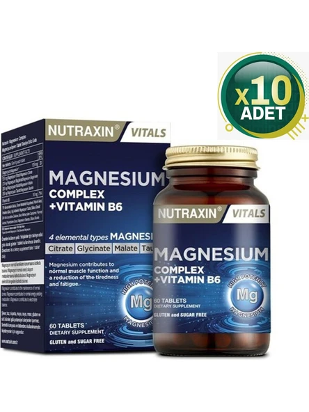 Nutraxin Magnesium Complex + Vitamin B6 60 Tablet 10 Adet ürün görseli 1