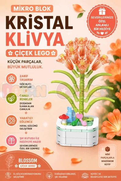 Mikro Blok Kristal Klivya Çiçek Lego - Lego Setleri Mini Lego - Çiçek Lego - Blossom Çiçek Lego ürün görseli 1