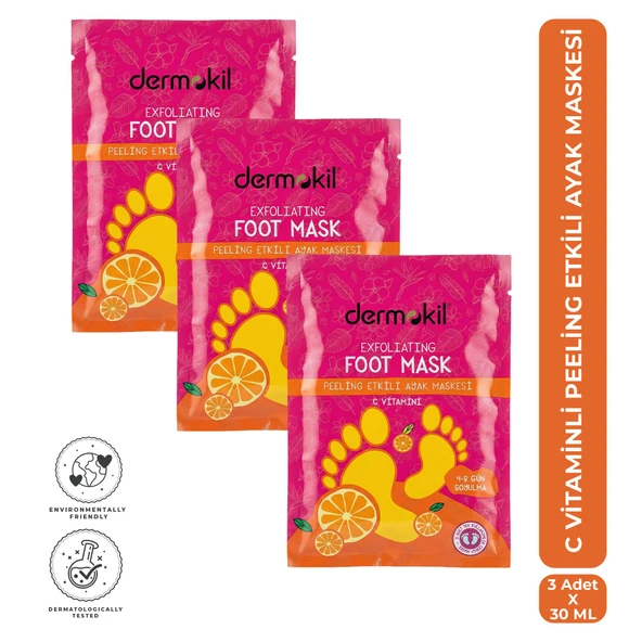 Dermokil C Vitaminli Peeling Etkili Soyulabilen Ayak Maskesi 30 ml x 3 Adet ürün görseli 1
