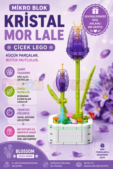 Mikro Blok Kristal Mor Lale Çiçek Lego - Lego Setleri Mini Lego - Çiçek Lego - Blossom Çiçek Lego ürün görseli 1