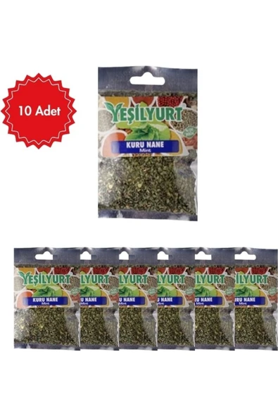 yeşilyurt Kuru Nane 25 G x 10 Adet | Doğal ve Katkısız Baharat | Yemek, Çorba ve Salatalar Için ürün görseli 1