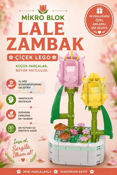 Mikro Blok Lale Zambak Çiçek Lego - Lego Setleri Mini Lego - Çiçek Lego - Blossom Çiçek Lego ürün görseli 1