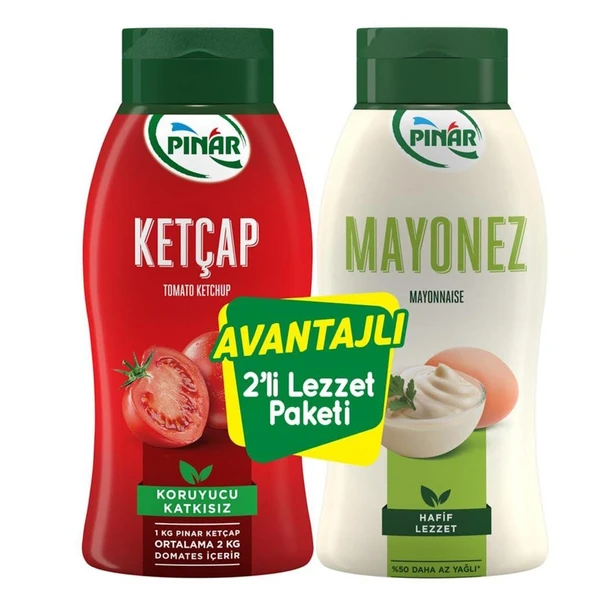 Pınar Ketçap 600 g & Mayonez 500 g (%50 Daha Az Yağlı) 2’li Lezzet Paketi ürün görseli 1