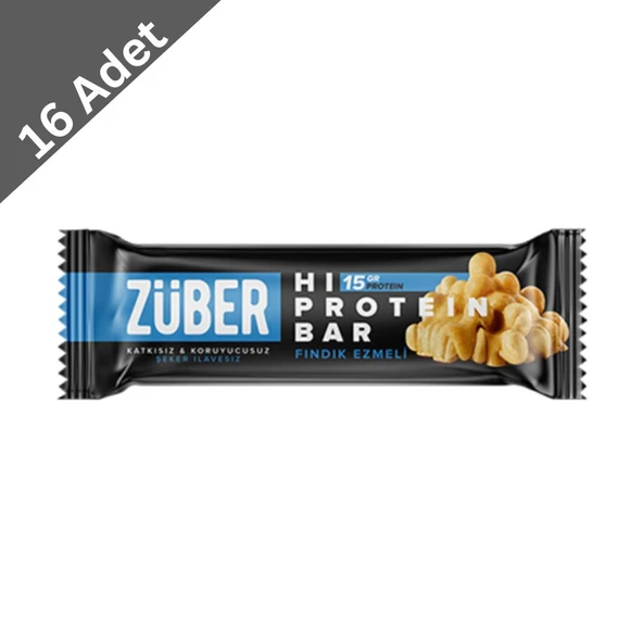 Züber Fındık Ezmesi Protein Bar 45 G x 16 Adet ürün görseli 1