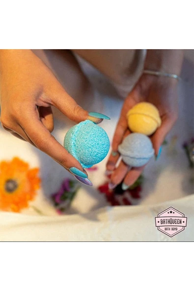 BATHQUEEN Nem Bombası - 12 Adet 45gr - Manikür & Pedikür - Spa - Nemlendirici - Tazeleyici (EPSOM SALT) ürün görseli 1