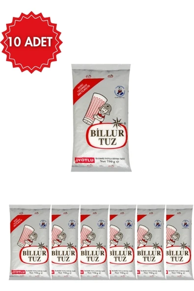 Billur İyotlu Sofra Tuzu 750 g x 10 Adet| Yemeklik İnce Tuz | Sofralık ve Mutfak Kullanımı ürün görseli 1