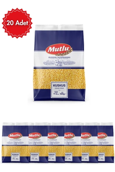 Mutlu MUTLUMakarna Kuskus 500 G x 20 Paket – Lezzetli, Dayanıklı ve Kolay Pişen Italyan Tipi Makarna ürün görseli 1