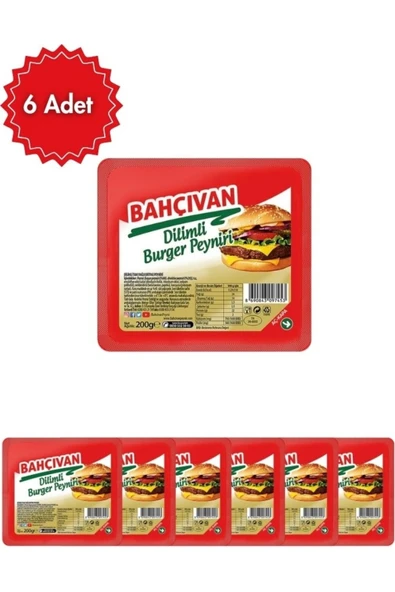 Bahçıvan Dilimli Burger Peyniri 200 gr x 6 Adet – Tam Yağlı, Pratik Kullanım, Mükemmel Erime ürün görseli 1