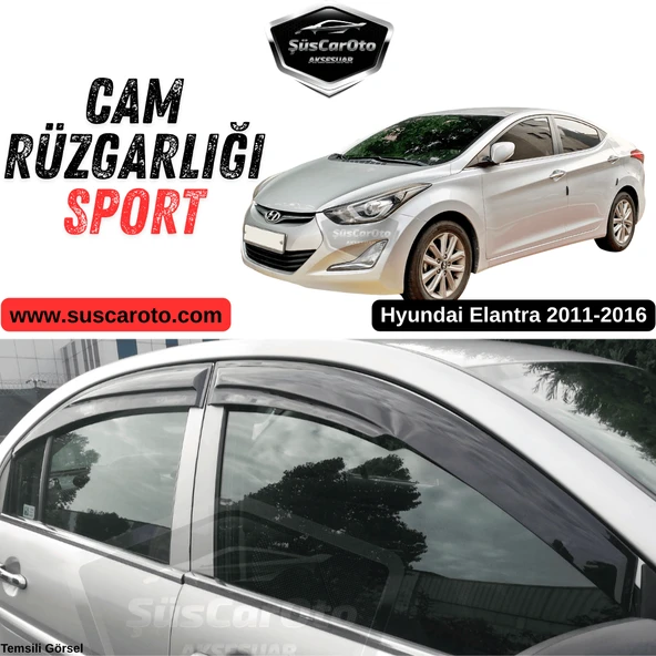 Hyundai Elantra 2011-2016 Uyumlu Mugen Cam Rüzgarlığı Seti Piano Black 4'lü İthal Parlak Siyah ürün görseli 1