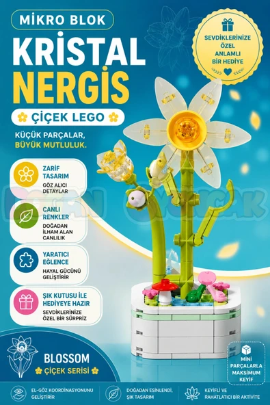 Mikro Blok Kristal Nergis Çiçek Lego - Lego Setleri Mini Lego - Çiçek Lego - Blossom Çiçek Lego ürün görseli 1