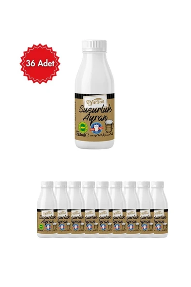 YÖRSAN Susurluk Ayran 2,3 Yağlı 265 ml x 36 Adet – Doğal Fermente Yoğurt Tadında Serinletici Ayran ürün görseli 1