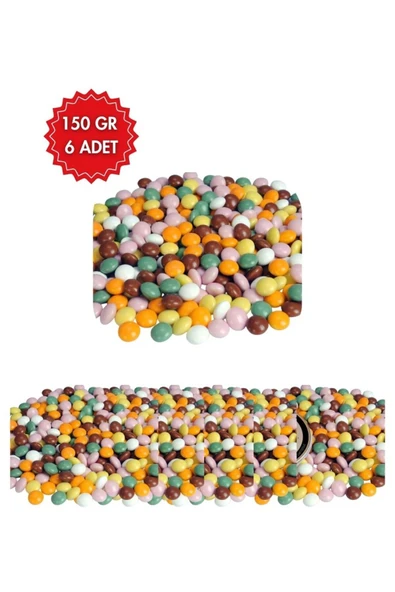 Çiçek Bonibon Şeker 6'lı Paket 6x150 gr - Renkli Draje Çikolata Pasta Süsü ürün görseli 1