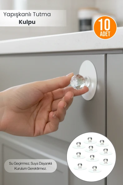10 Adet Yapışkanlı Dolap Çekmece Kapağı Tutma Kulpu Çok Amaçlı Askı Kulpu ürün görseli 1