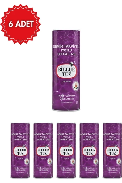 Billur Mineralli İyotlu Sofra Tuzu 500 g x 6 Adet | Zenginleştirilmiş Sofralık Tuz ürün görseli 1