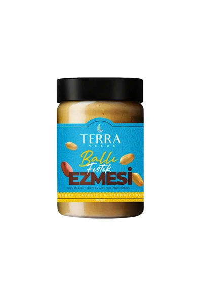 Terra Verde Ham Ballı Fıstık Ezmesi 300 G (Glutensiz/Fıstık Parçacıklı) ürün görseli 1