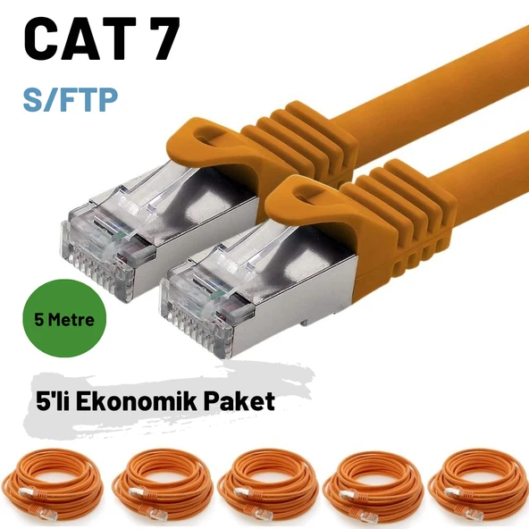 5 adet 5 Metre IRENIS CAT7 Kablo S/FTP Ethernet Network LAN Ağ Kablosu ürün görseli 1