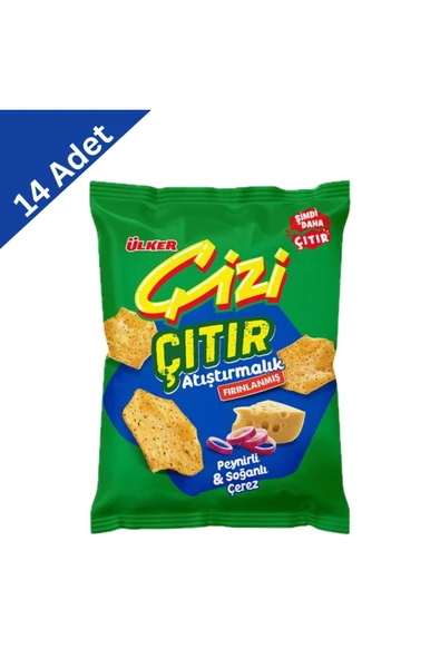 Ülker Çizi Çıtır Peynir ve Soğanlı Kraker 50 gr x 14 Adet ürün görseli 1