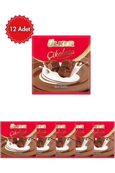 Ülker Çikolatalı Sütlü Kare 60 G x 12 Adet | Çoklu Paket Atıştırmalık Çikolata | Ekonomik Kutu ürün görseli 1