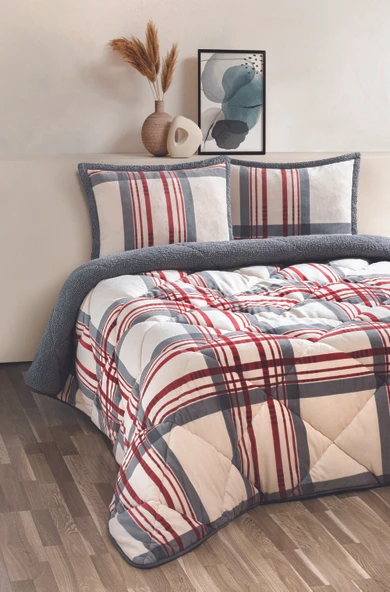 Merinos Comforter 3 Parça Yorgan Seti 220X240 Wera Kırmızı ürün görseli 1