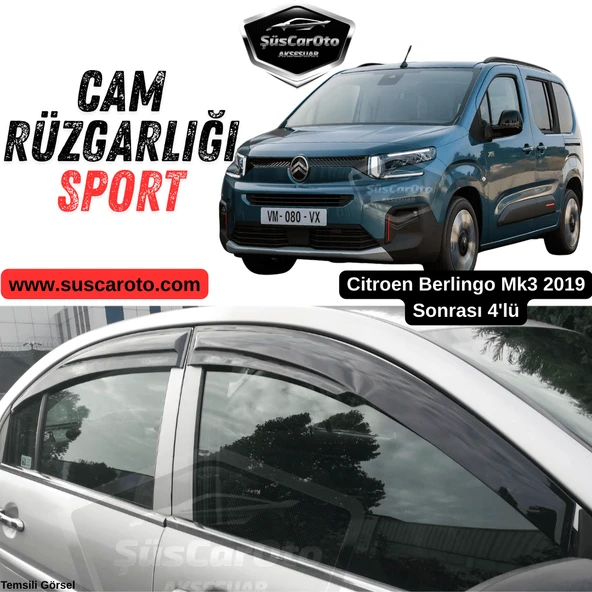 Citroen Berlingo Mk3 2019 Sonrası Uyumlu Mugen Cam Rüzgarlığı Seti Piano Black 4'lü İthal Parlak Siyah ürün görseli 1