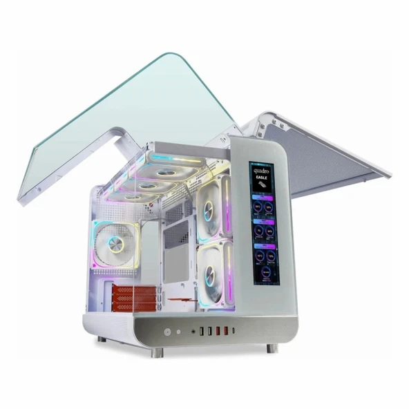 Quadro QX100 Eagle USB 3.2 RGB ATX Mid Tower Beyaz Kasa ürün görseli 1