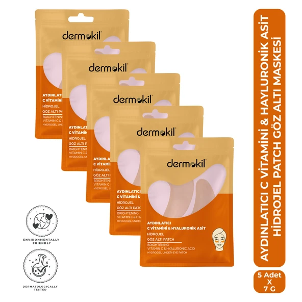 Dermokil Aydınlatıcı C Vitamini & Hayluronik Asit Hidrojel Patch Göz Altı Maskesi x 5 Adet ürün görseli 1