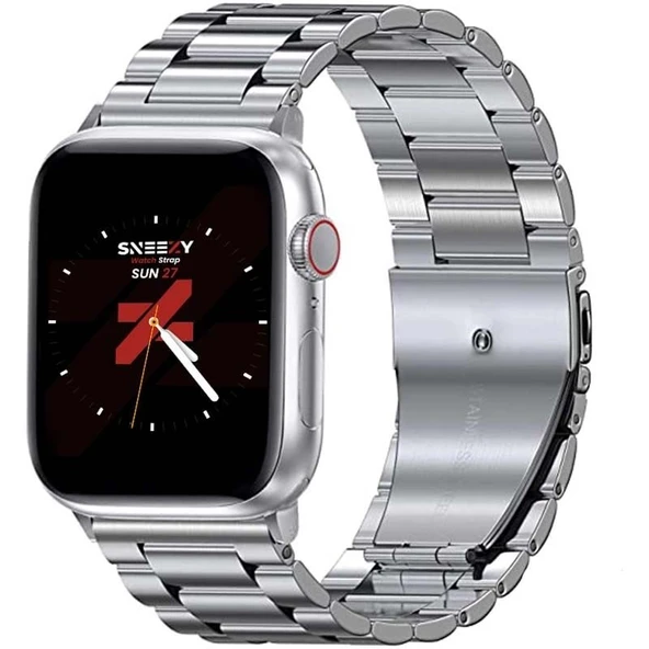 Apple Watch 38mm 40mm 41mm Watch Seri 3 4 5 6 7 Se Uyumlu Ironweft Döküm Çelik Metal Kordon  Gümüş ürün görseli 1