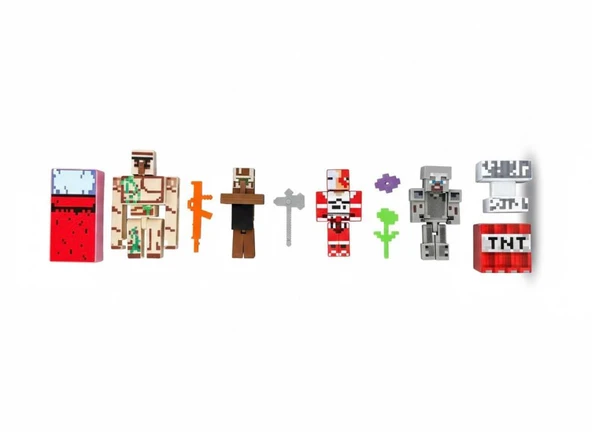 Golemli Minecraft 4 Karakter 7 Aksesuar 11 Parça Çocuk Figür Oyun Set ürün görseli 1