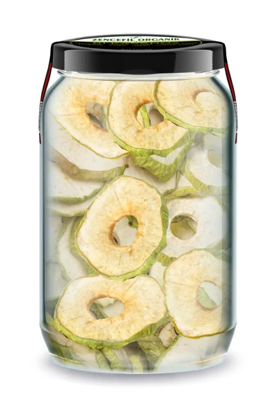 Ekşi Yeşil Elma Kurusu Bi Kavanoz 660 cc. Cam Kavanoz Yuvarlak Dilim Kuru Elma Slice Dried Apple ürün görseli 1
