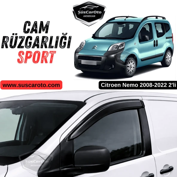 Citroen Nemo 2008-2022 Uyumlu Mugen Cam Rüzgarlığı Seti Piano Black 2'li İthal Parlak Siyah ürün görseli 1