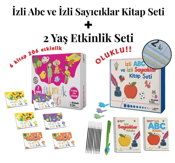 2 yaş etkinlik seti( 6 Kitap 206 Etkinlik) - İzli Abc ve Sayıcıklar Kitabları Oluklu Seti ürün görseli 1