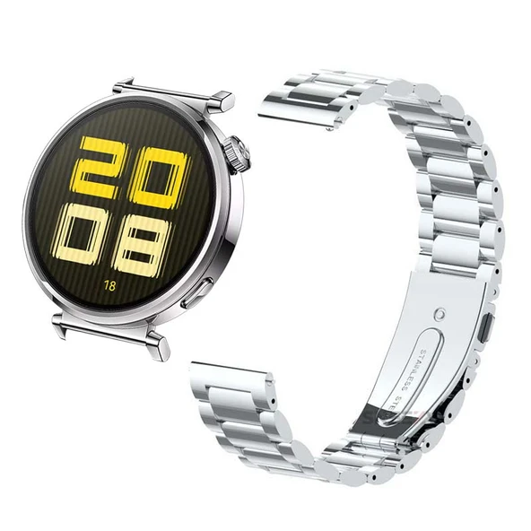 Huawei Watch Gt5 41mm İle Uyumlu Ironweft Paslanmaz Döküm Çelik Metal Kordon  Gümüş ürün görseli 1