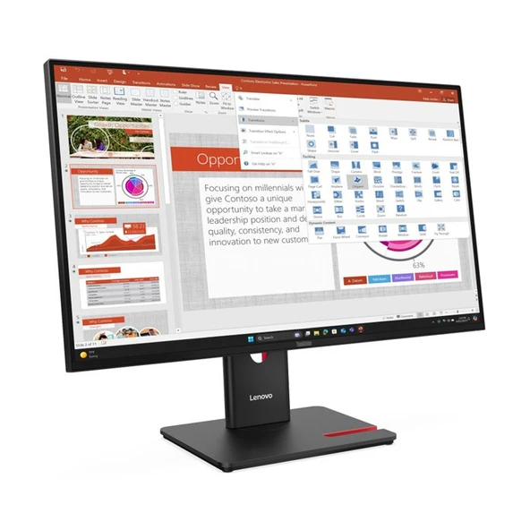 Lenovo ThinkVision T27-40 64A5MAR6TK 27inç 120Hz 4ms 1920x1080 Full HD Pivot IPS Monitör ürün görseli 1