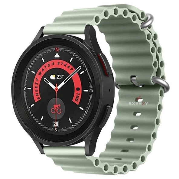 Huawei Watch GT5 46mm Uyumlu Kordon Ocean Tasarım Metal Tokalı Soft Silikon Kordon  Su Yeşili Su yeşili ürün görseli 1