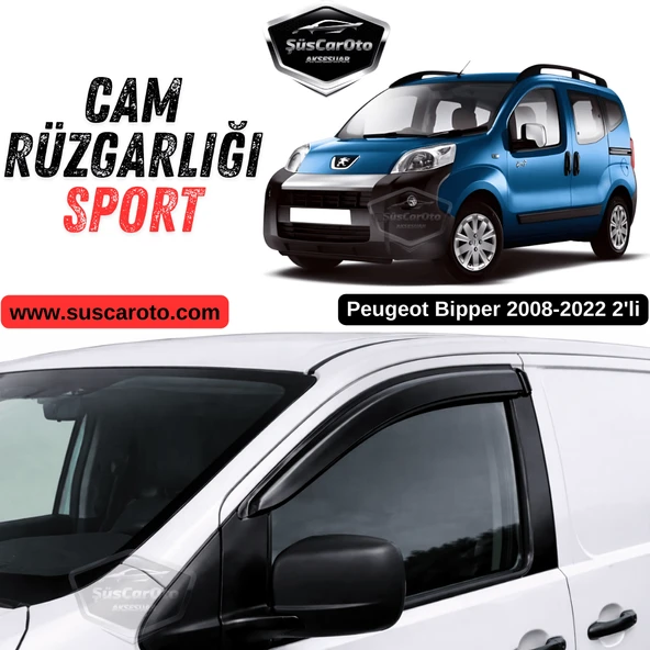 Peugeot Bipper 2008-2022 Uyumlu Mugen Cam Rüzgarlığı Seti Piano Black 2'li İthal Parlak Siyah ürün görseli 1